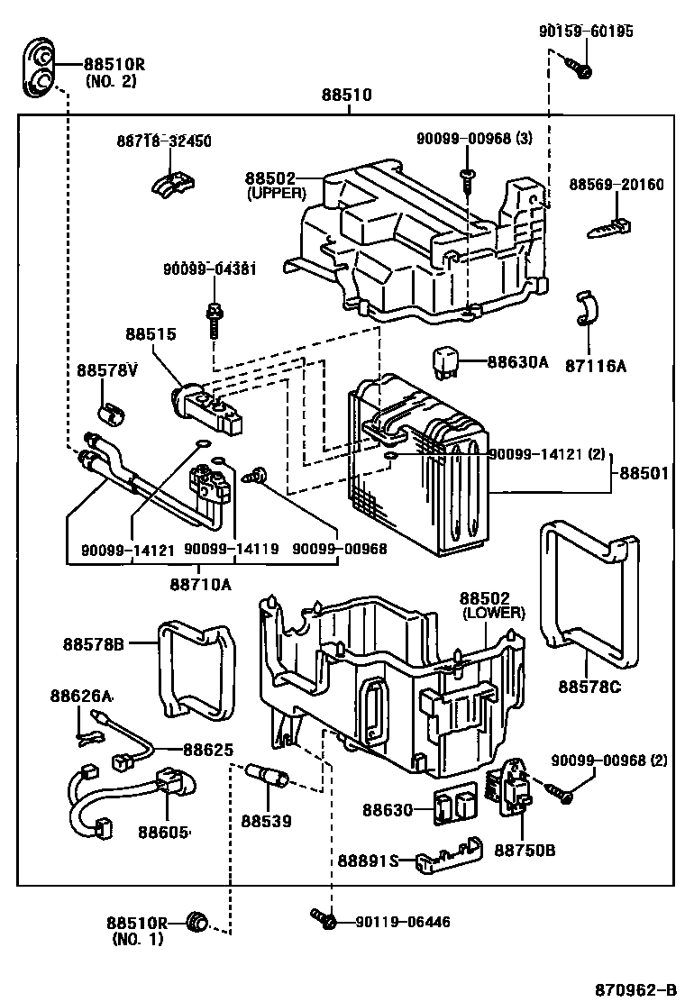 Toyota HILUX 暖风和空调系统 - 冷却器组件 EPC diagram — 870962B