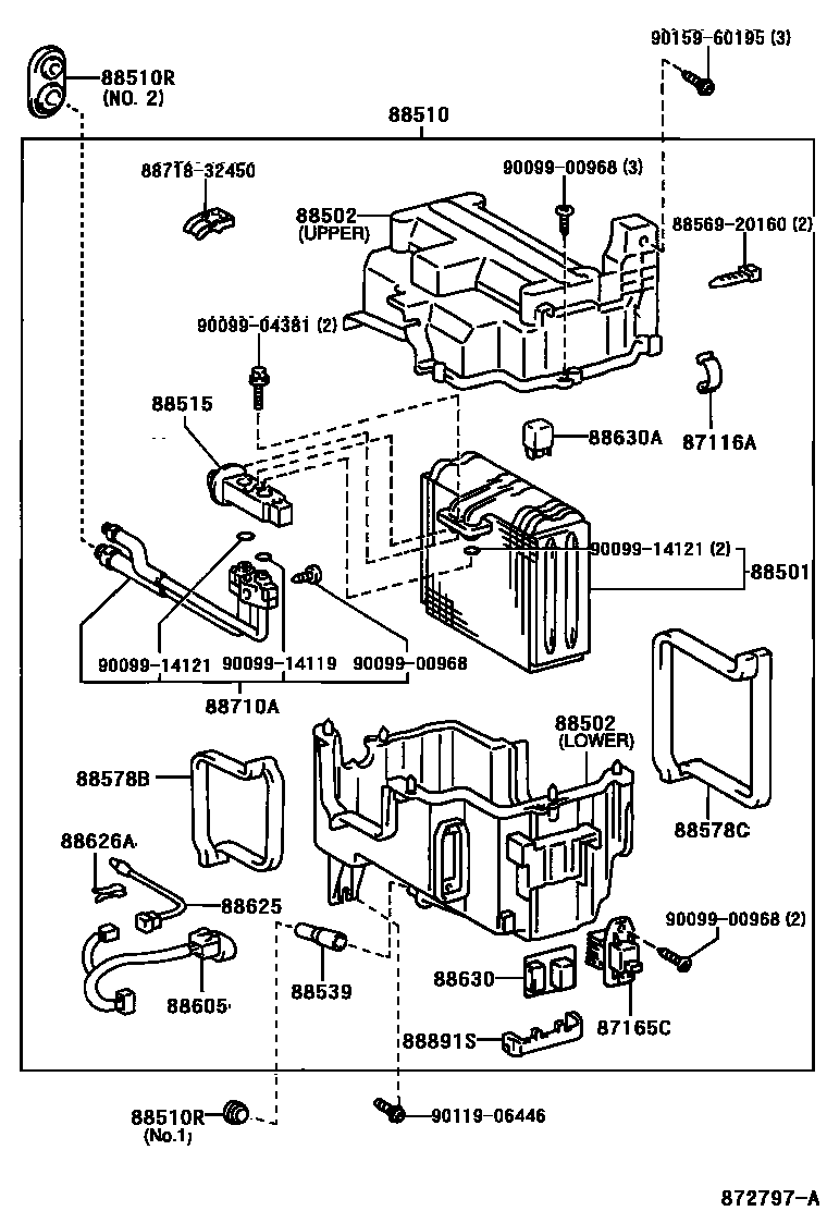 Toyota HILUX 暖风和空调系统 - 冷却器组件 EPC diagram — 872797A