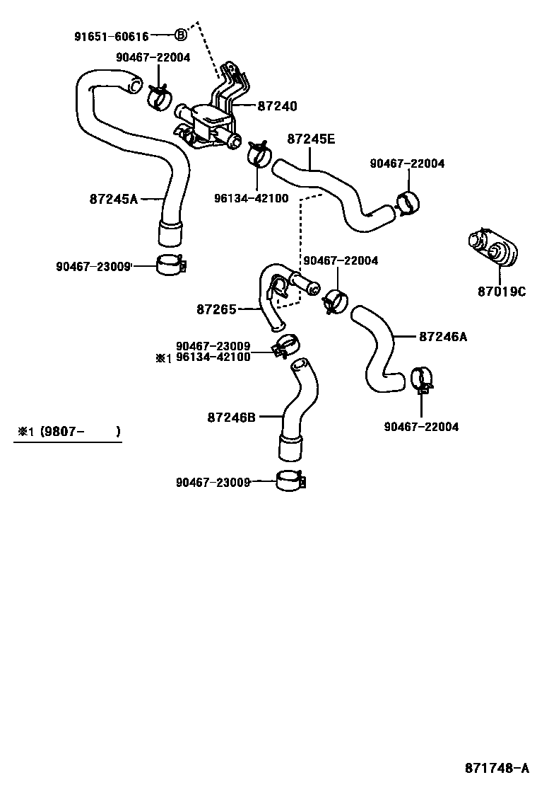 Toyota HILUX 暖风和空调系统 - 水管 EPC diagram — 871748A