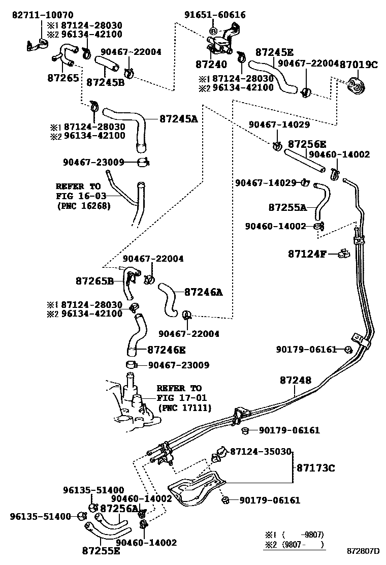 Toyota HILUX 暖风和空调系统 - 水管 EPC diagram — 872807D