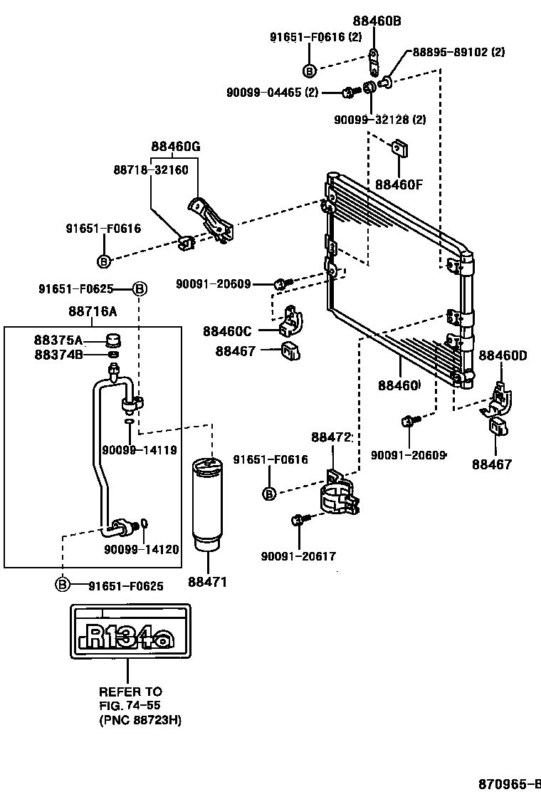 Toyota HILUX Heating & Air Conditioning - Cooler Piping EPC diagram — 870965B