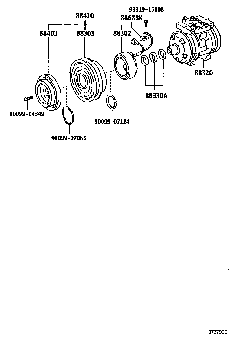 Toyota HILUX Heating & Air Conditioning - Compressor EPC diagram — 872795C