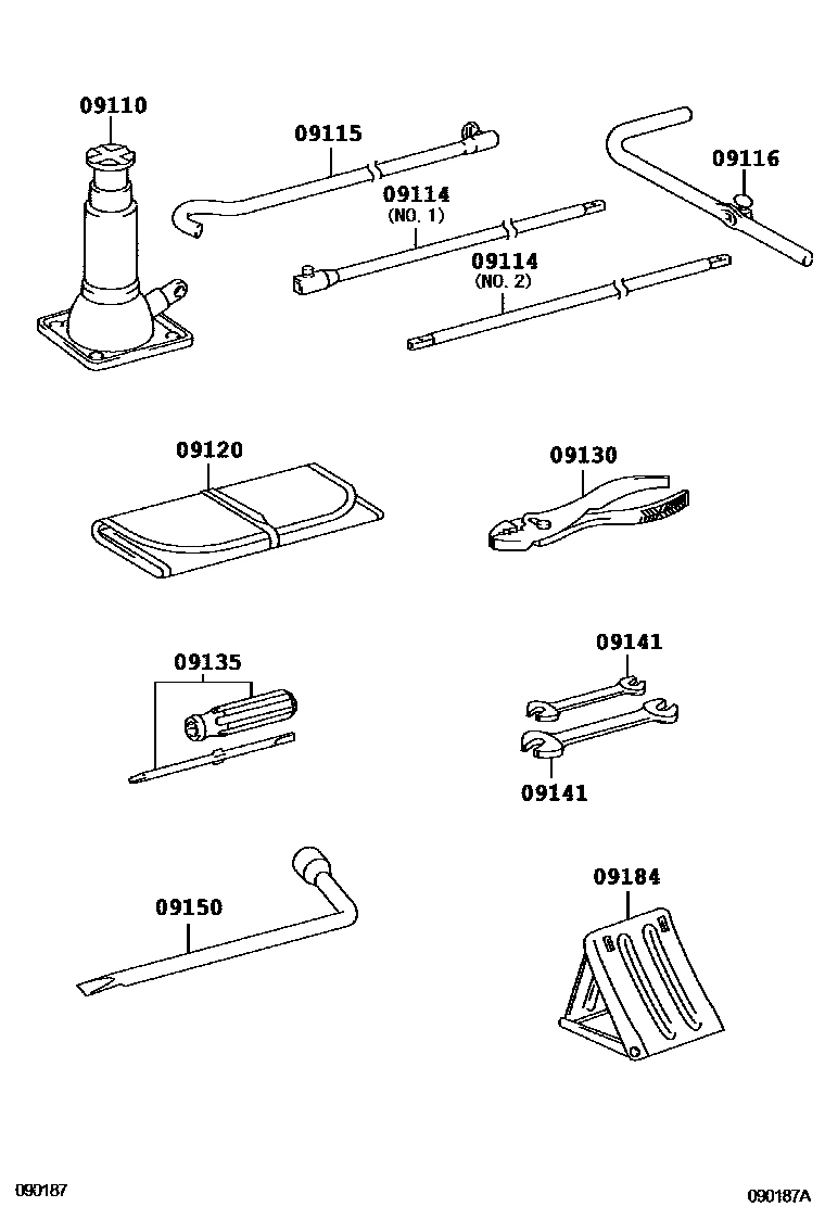 Toyota HILUX Standard Tools EPC diagram — 090187A