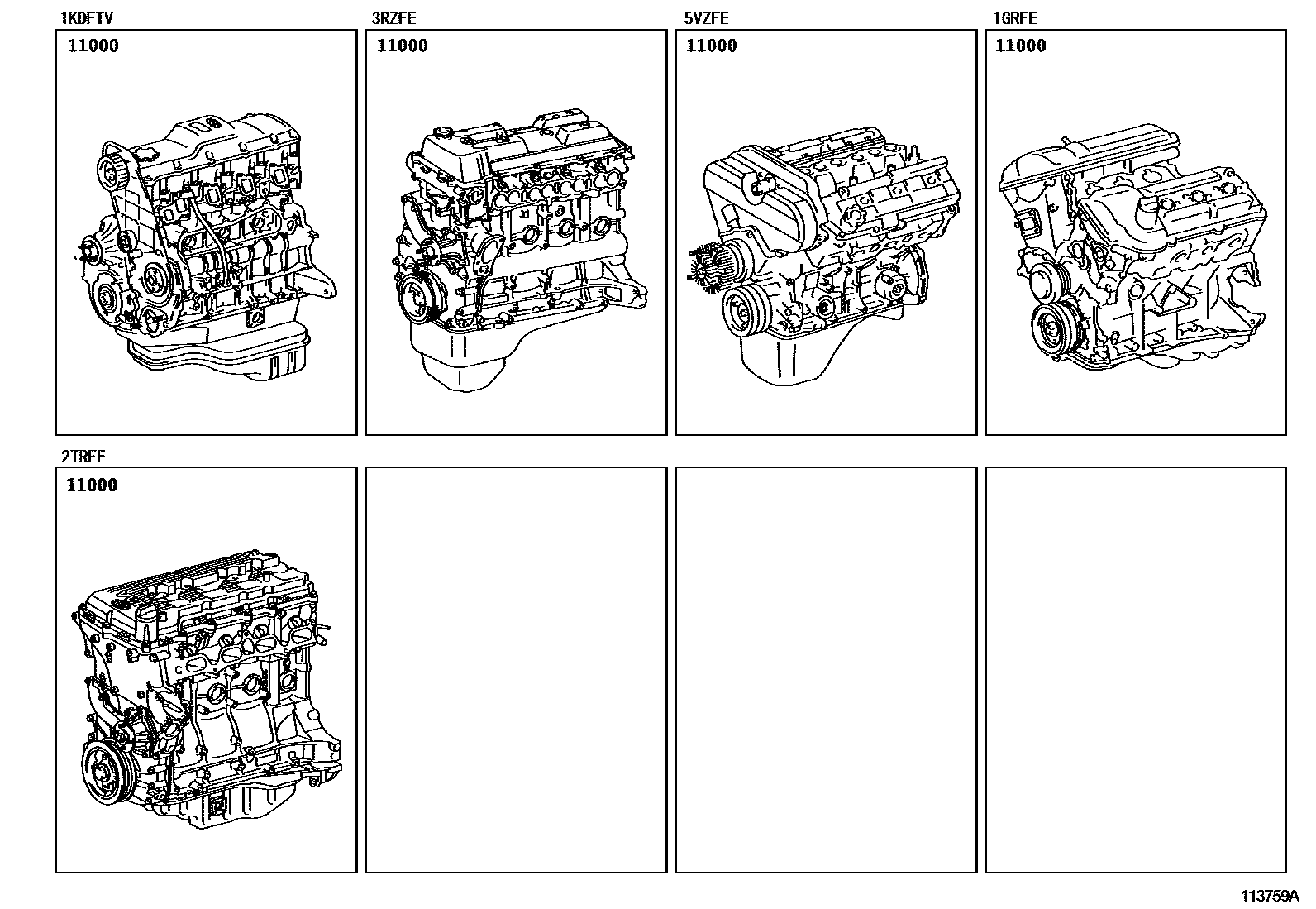 Toyota HILUX Partial Engine Assembly EPC diagram — 113759A