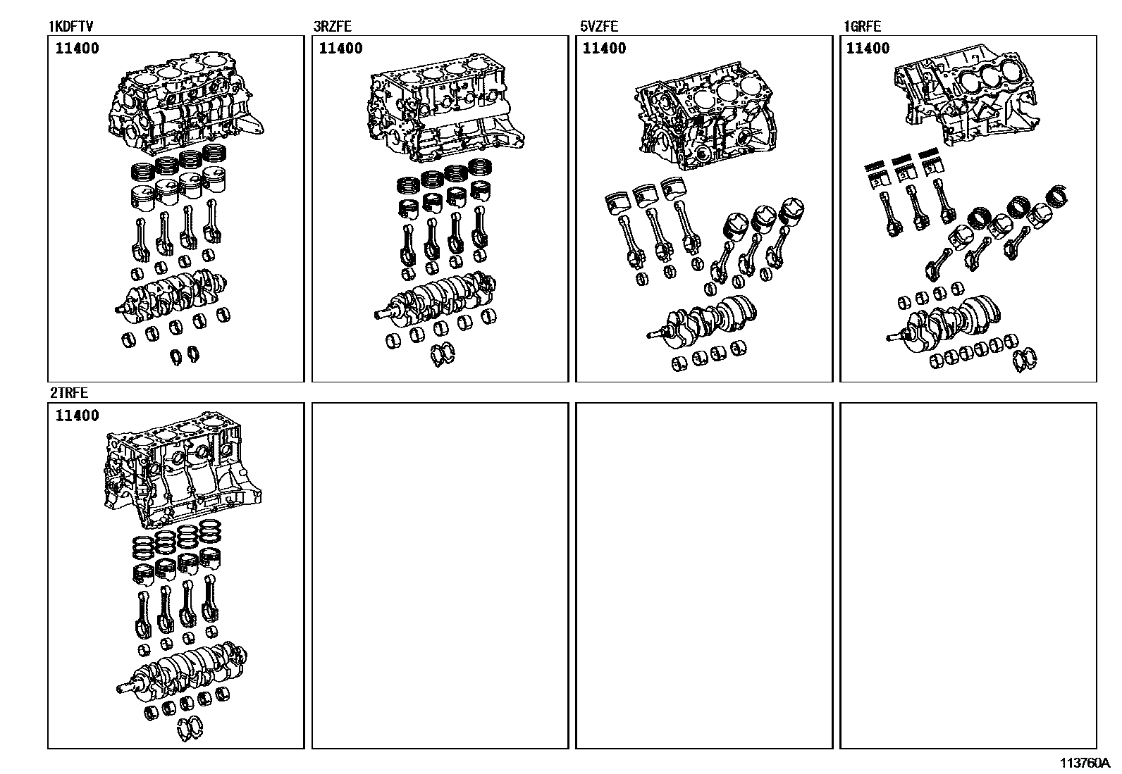 Toyota HILUX Short Block Assembly EPC diagram — 113760A