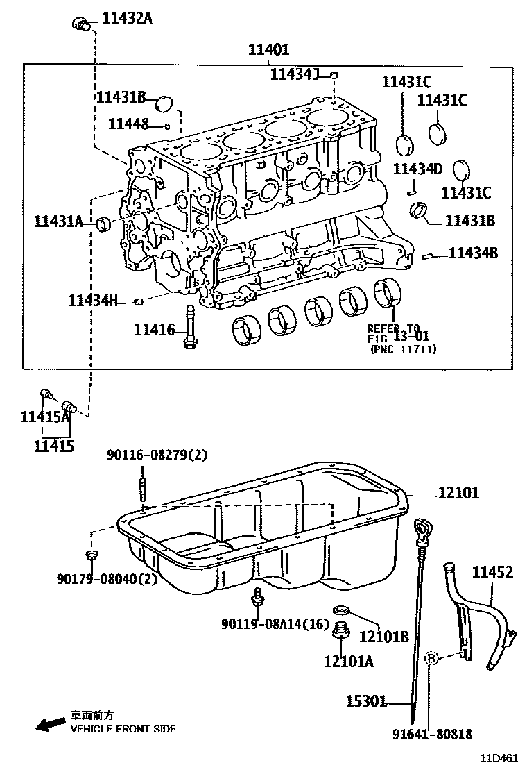 Toyota HILUX Cylinder Block EPC diagram — 11D461
