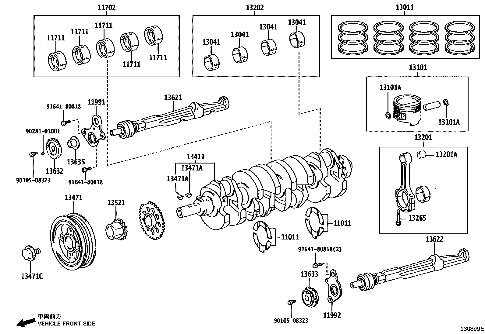 Toyota HILUX Crankshaft & Piston EPC diagram — 130899E