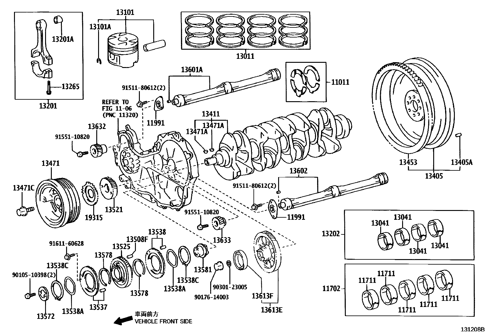 Toyota HILUX Crankshaft & Piston EPC diagram — 131208B