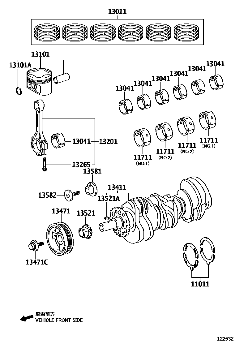 Toyota HILUX Crankshaft & Piston EPC diagram — 132632