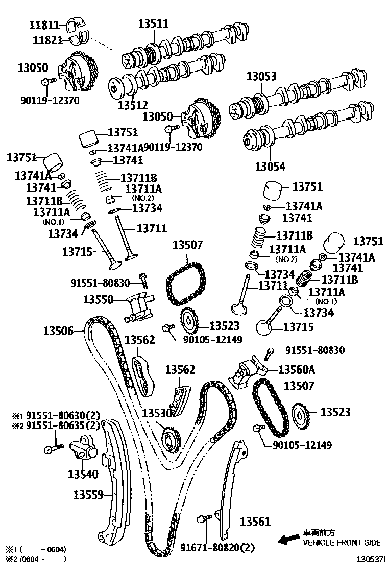 Toyota HILUX Camshaft & Valve EPC diagram — 130537I