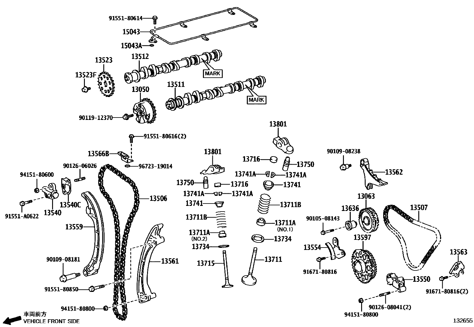 Toyota HILUX Camshaft & Valve EPC diagram — 132655