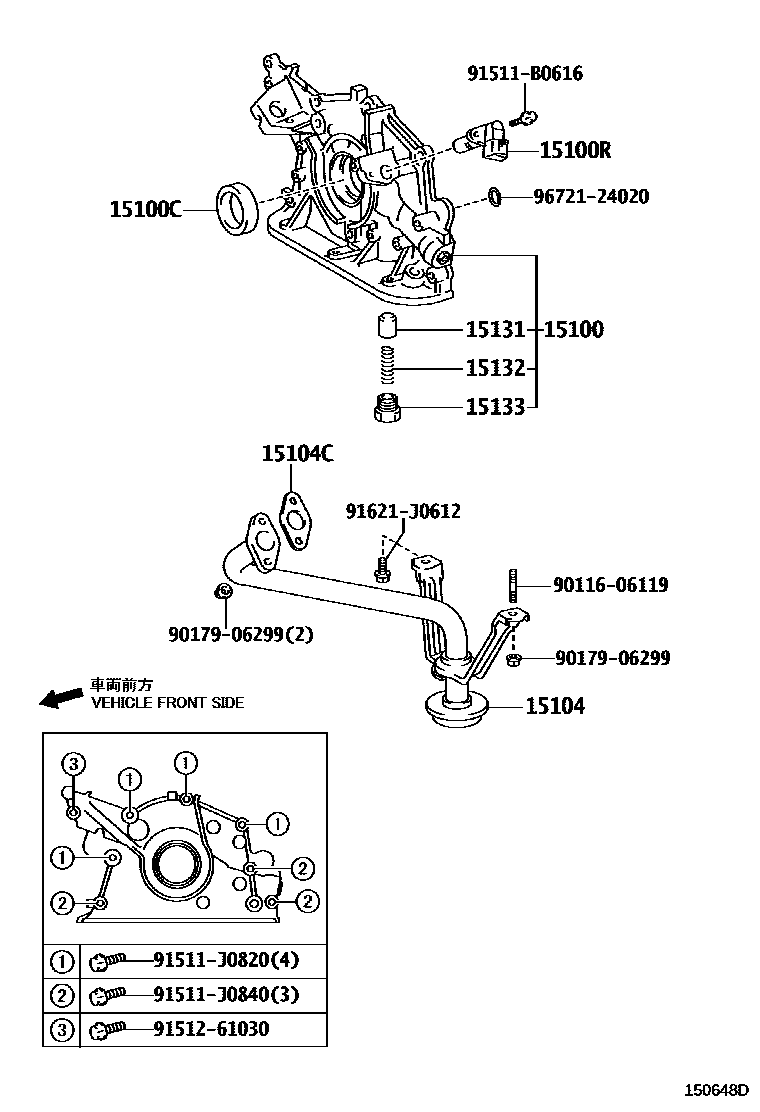 Toyota HILUX Engine Oil Pump EPC diagram — 150648D