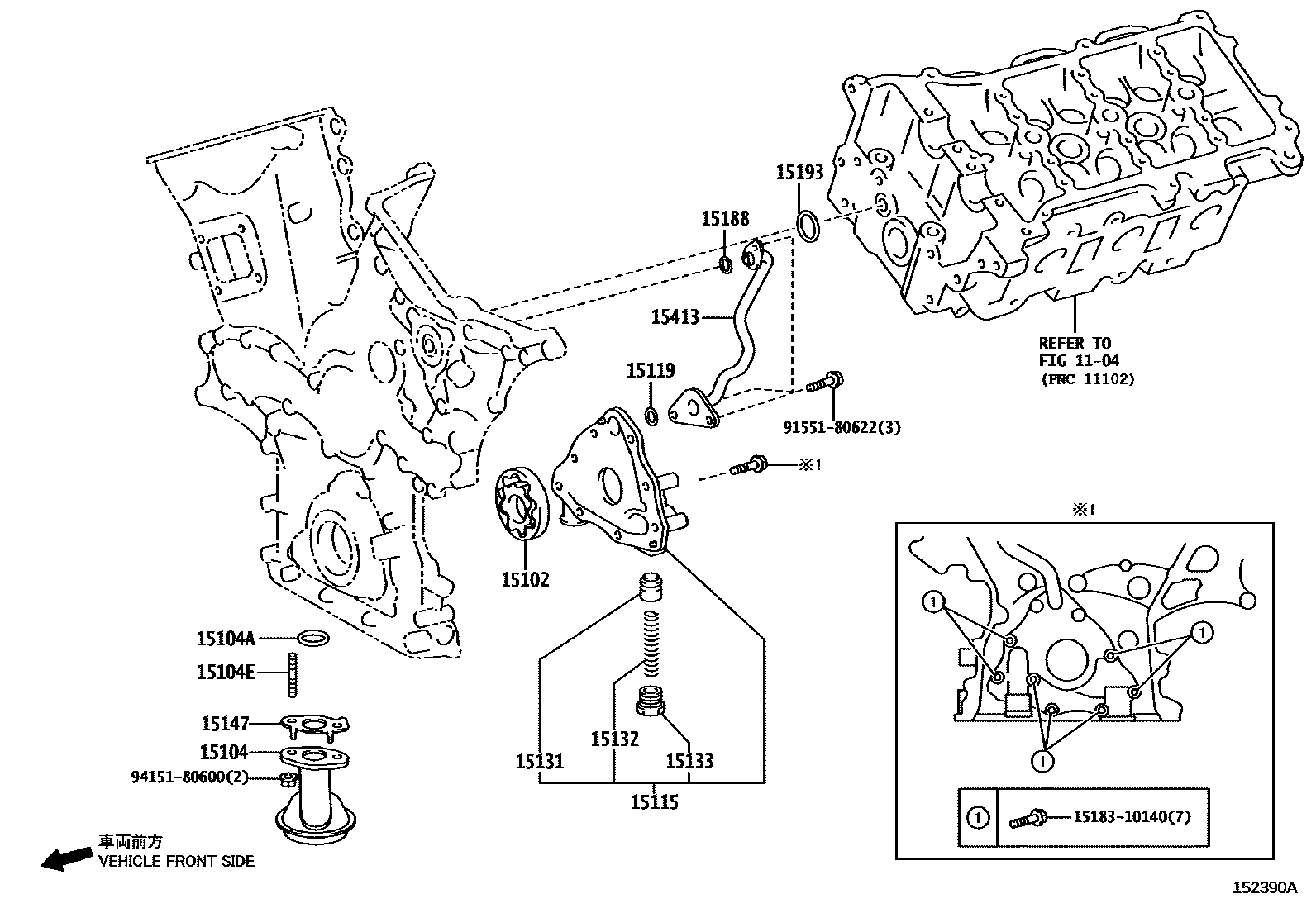 Toyota HILUX Engine Oil Pump EPC diagram — 152390A