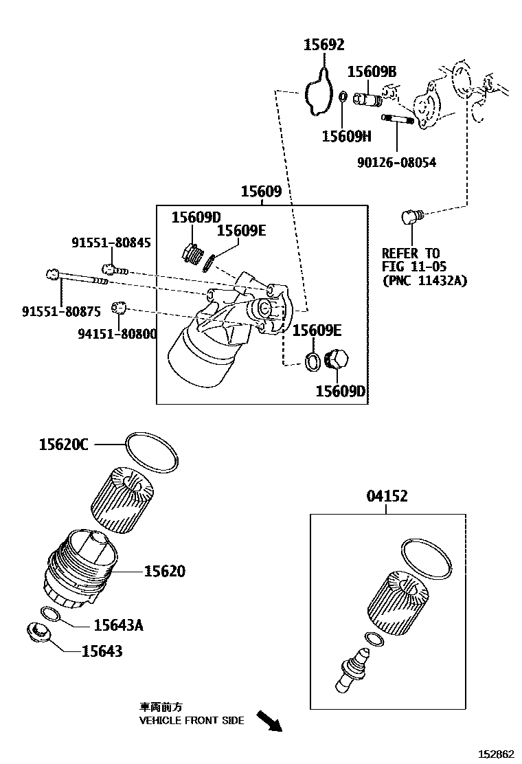 Toyota HILUX Oil Filter EPC diagram — 152862