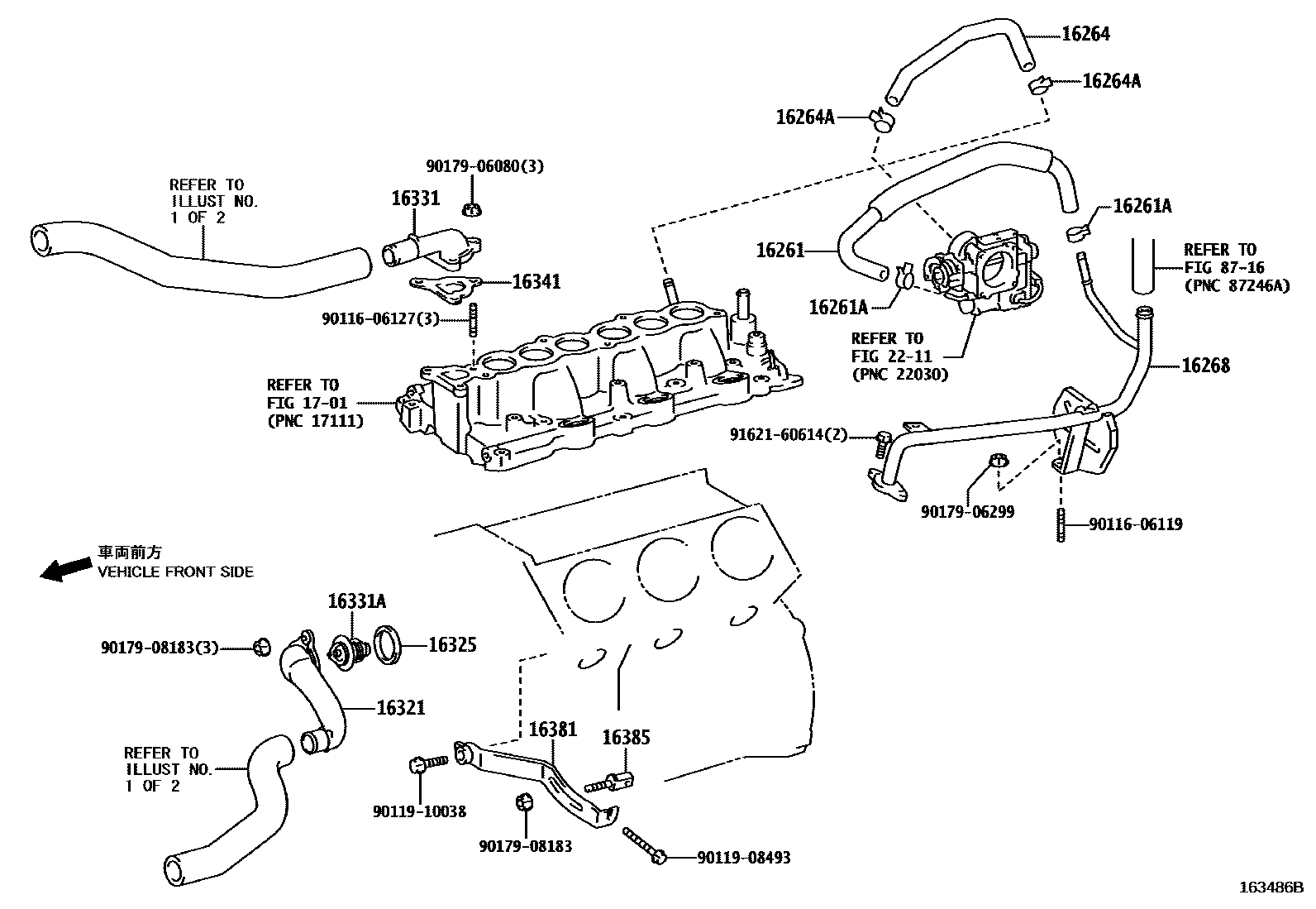 Toyota HILUX RADIATOR & WATER OUTLET EPC diagram — 163486B