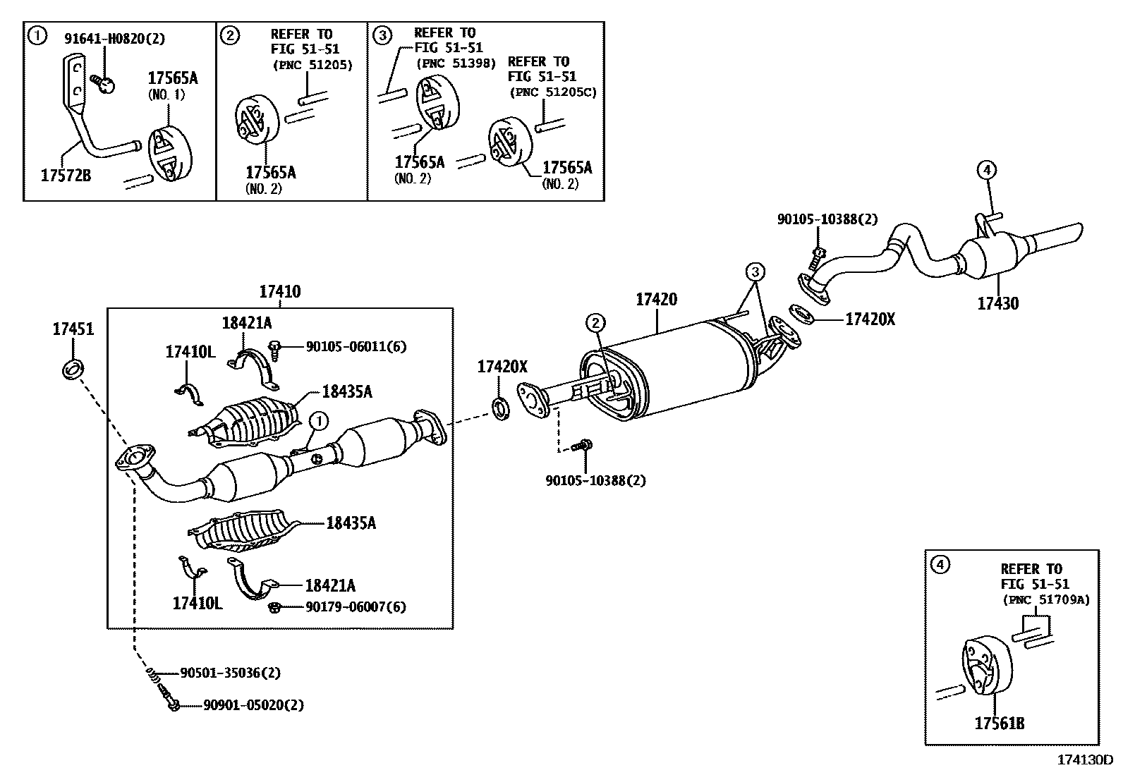 Toyota HILUX Exhaust Pipe EPC diagram — 174130D