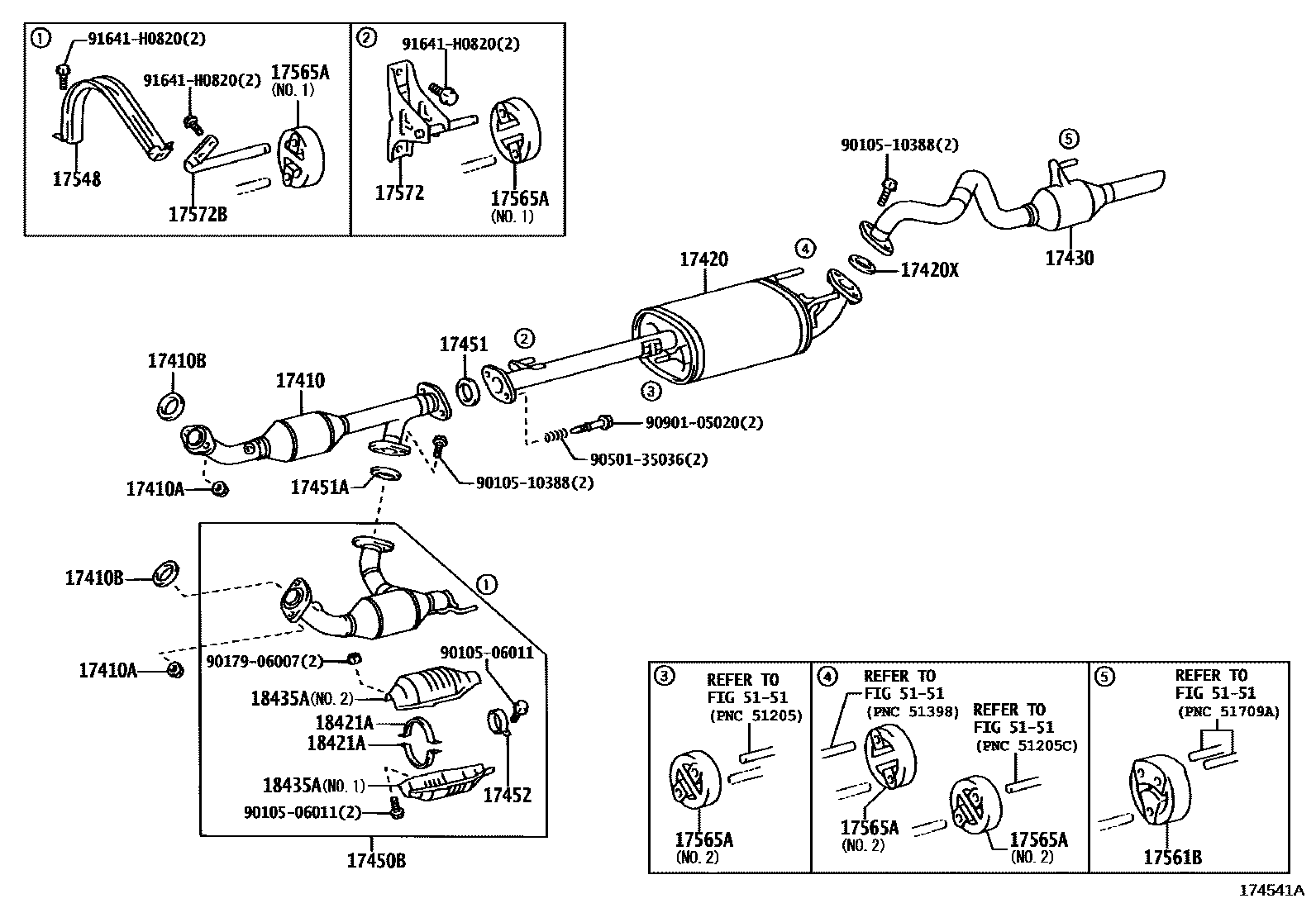 Toyota HILUX Exhaust Pipe EPC diagram — 174541A