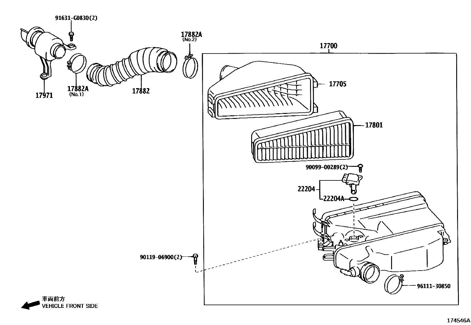 Toyota HILUX Air Cleaner EPC diagram — 174546A