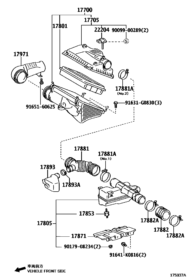 Toyota HILUX Air Cleaner EPC diagram — 175937A