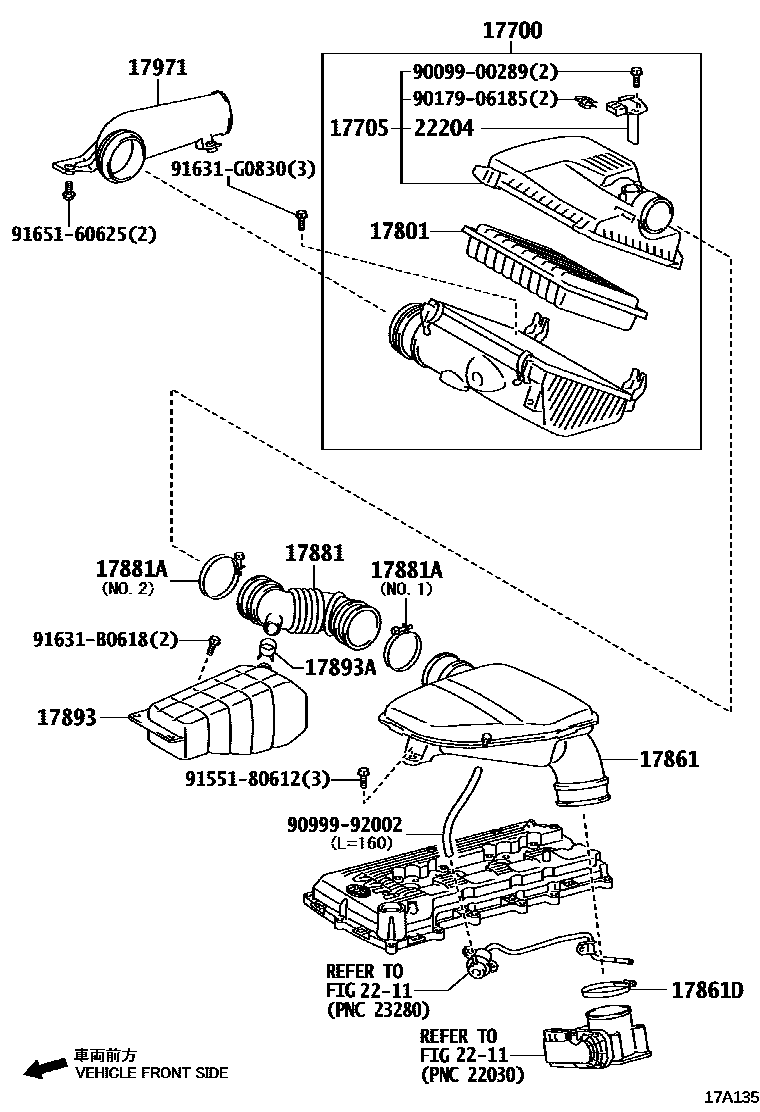 Toyota HILUX Air Cleaner EPC diagram — 17A135