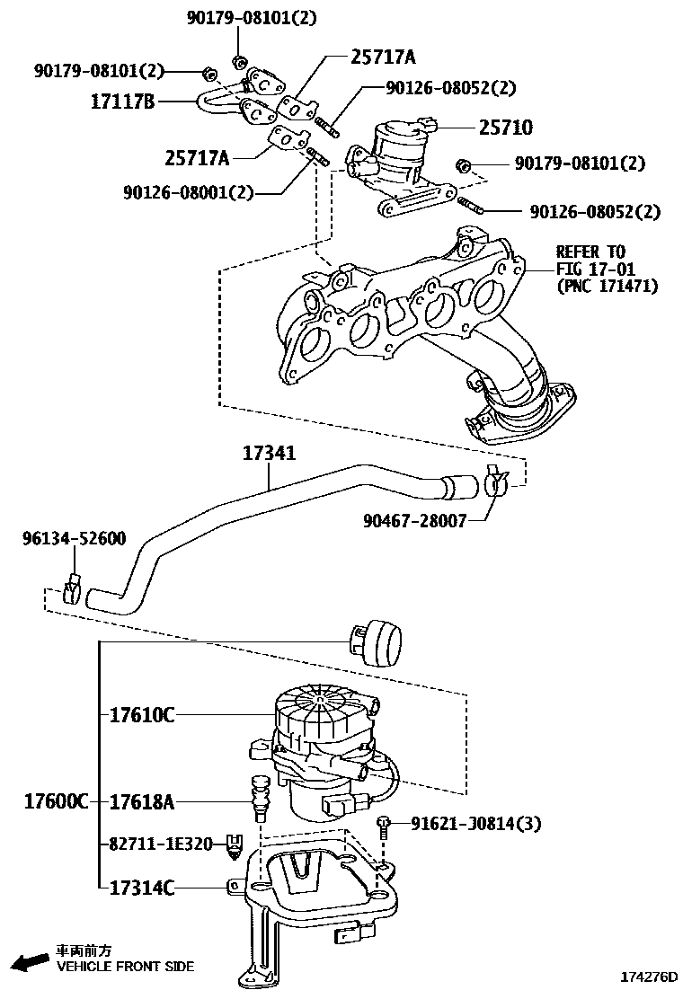 Toyota HILUX 歧管喷气系统 EPC diagram — 174276D