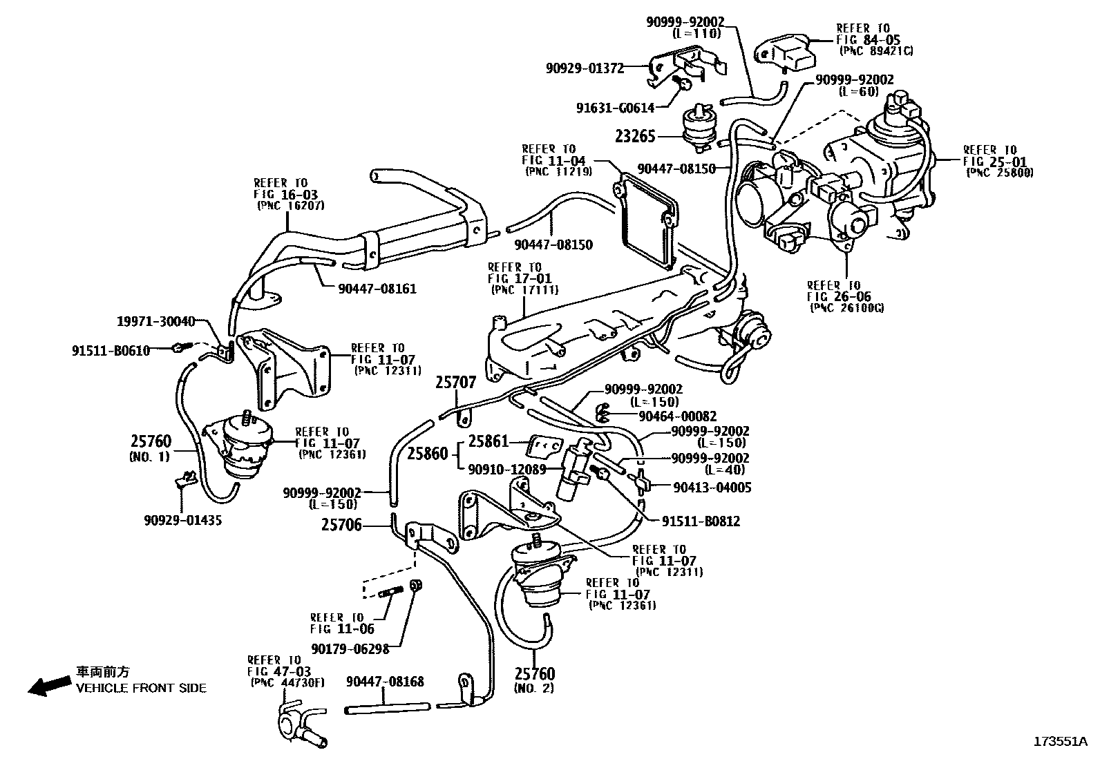 Toyota HILUX vacuum tube EPC diagram — 173551A