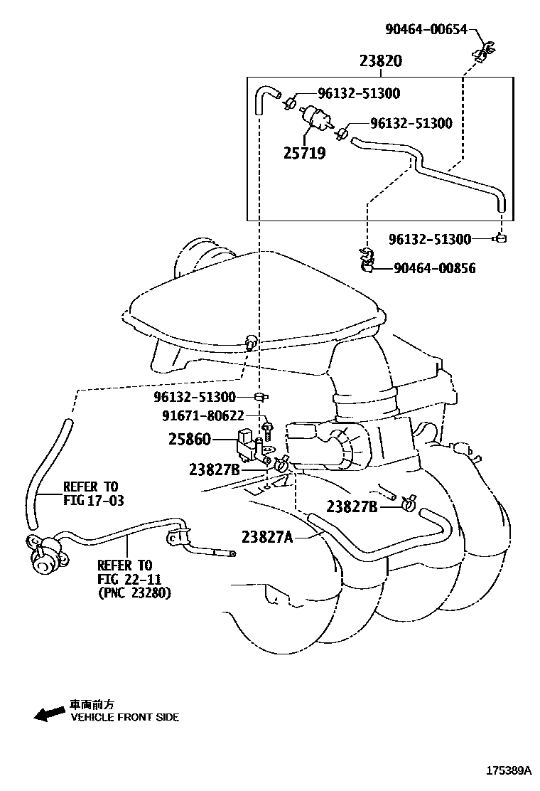 Toyota HILUX vacuum tube EPC diagram — 175389A