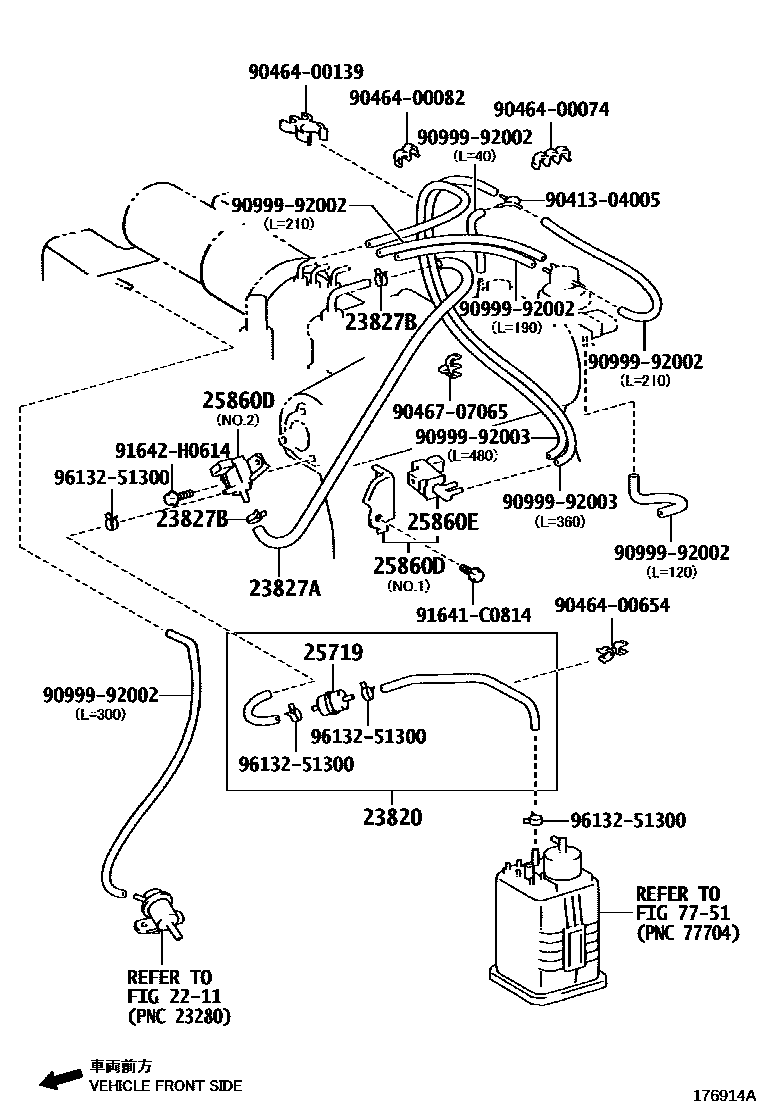Toyota HILUX vacuum tube EPC diagram — 176914A
