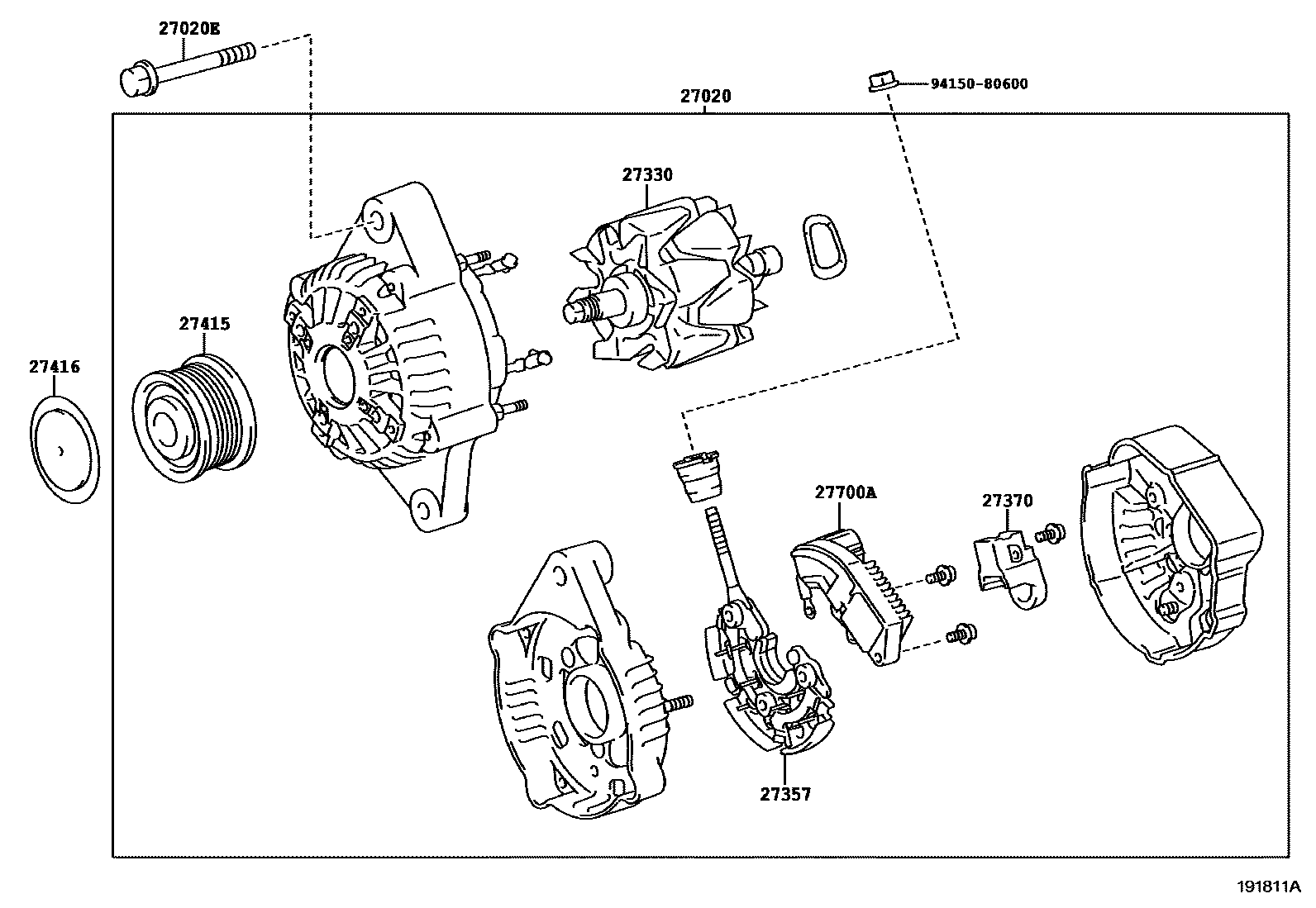 Toyota HILUX Alternator EPC diagram — 191811A