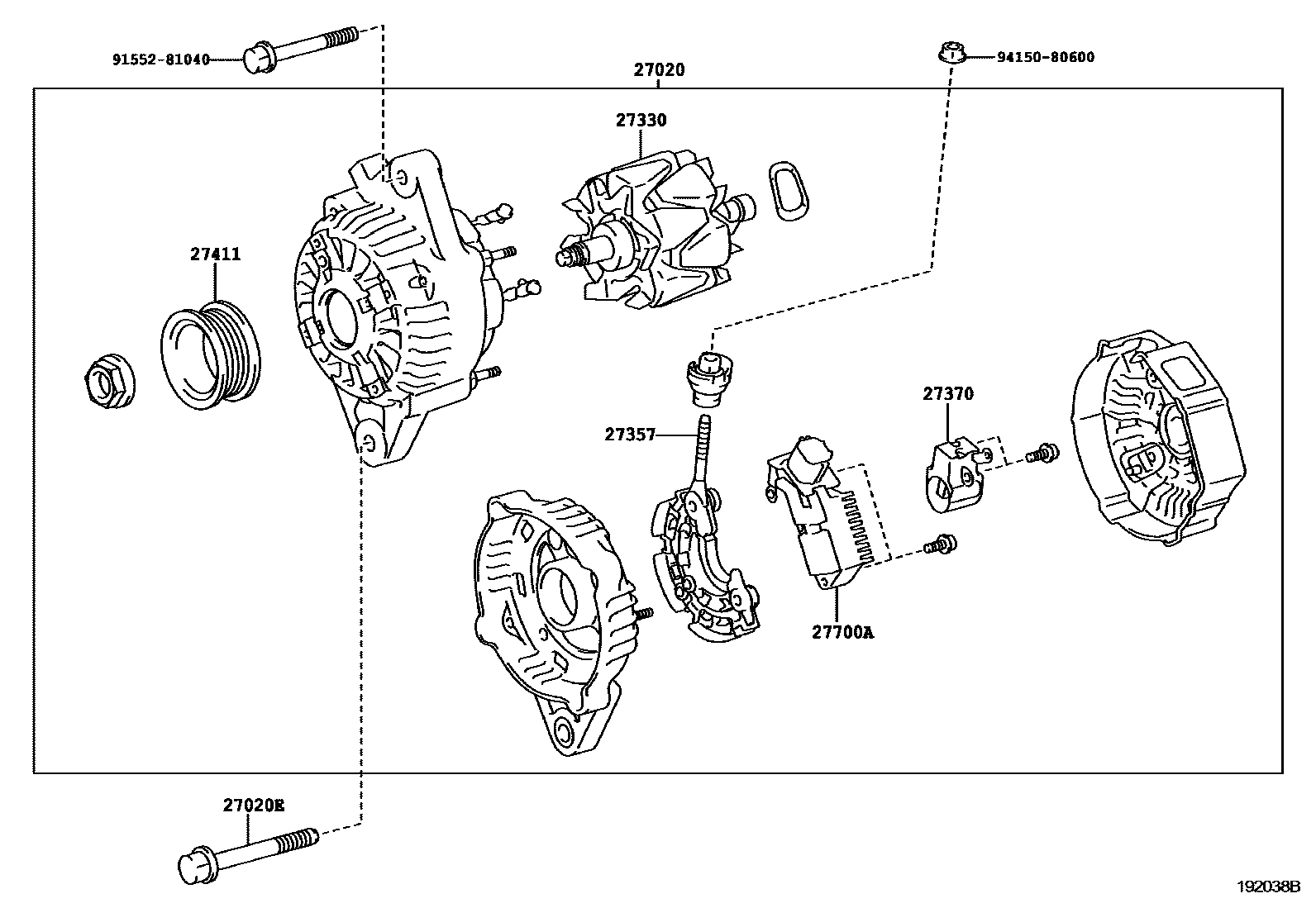 Toyota HILUX Alternator EPC diagram — 192038B