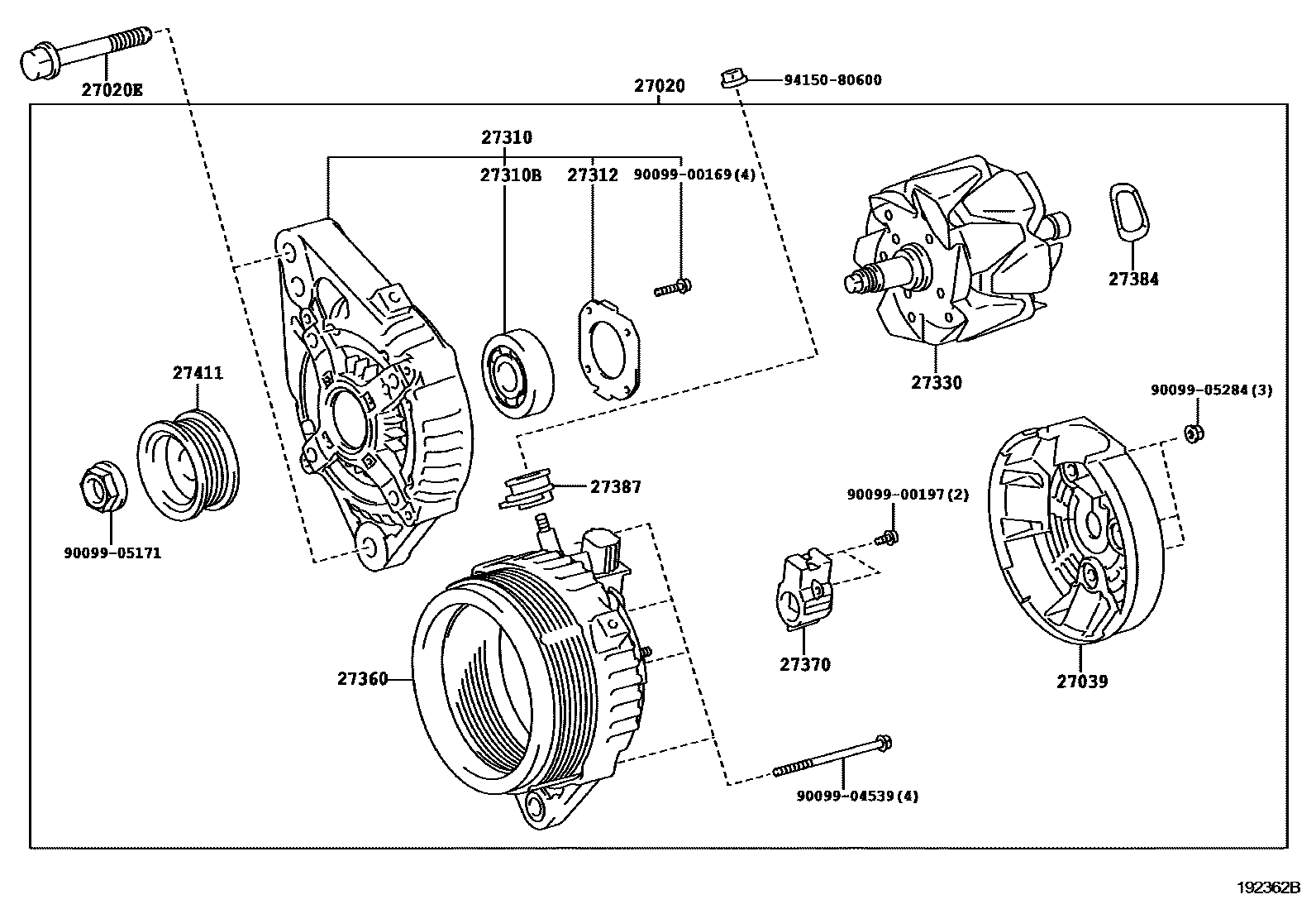 Toyota HILUX Alternator EPC diagram — 192362B