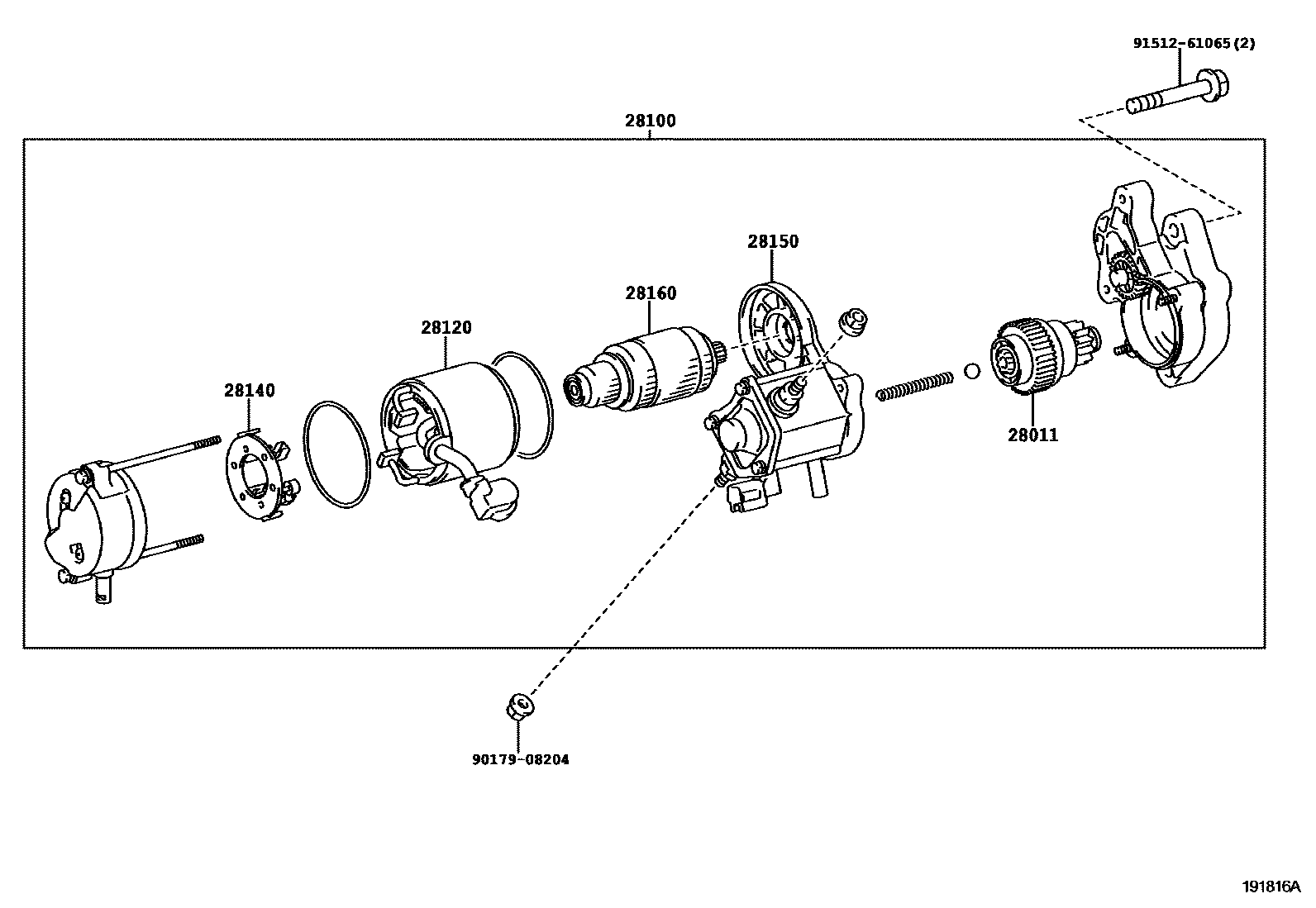 Toyota HILUX 起动机 EPC diagram — 191816A