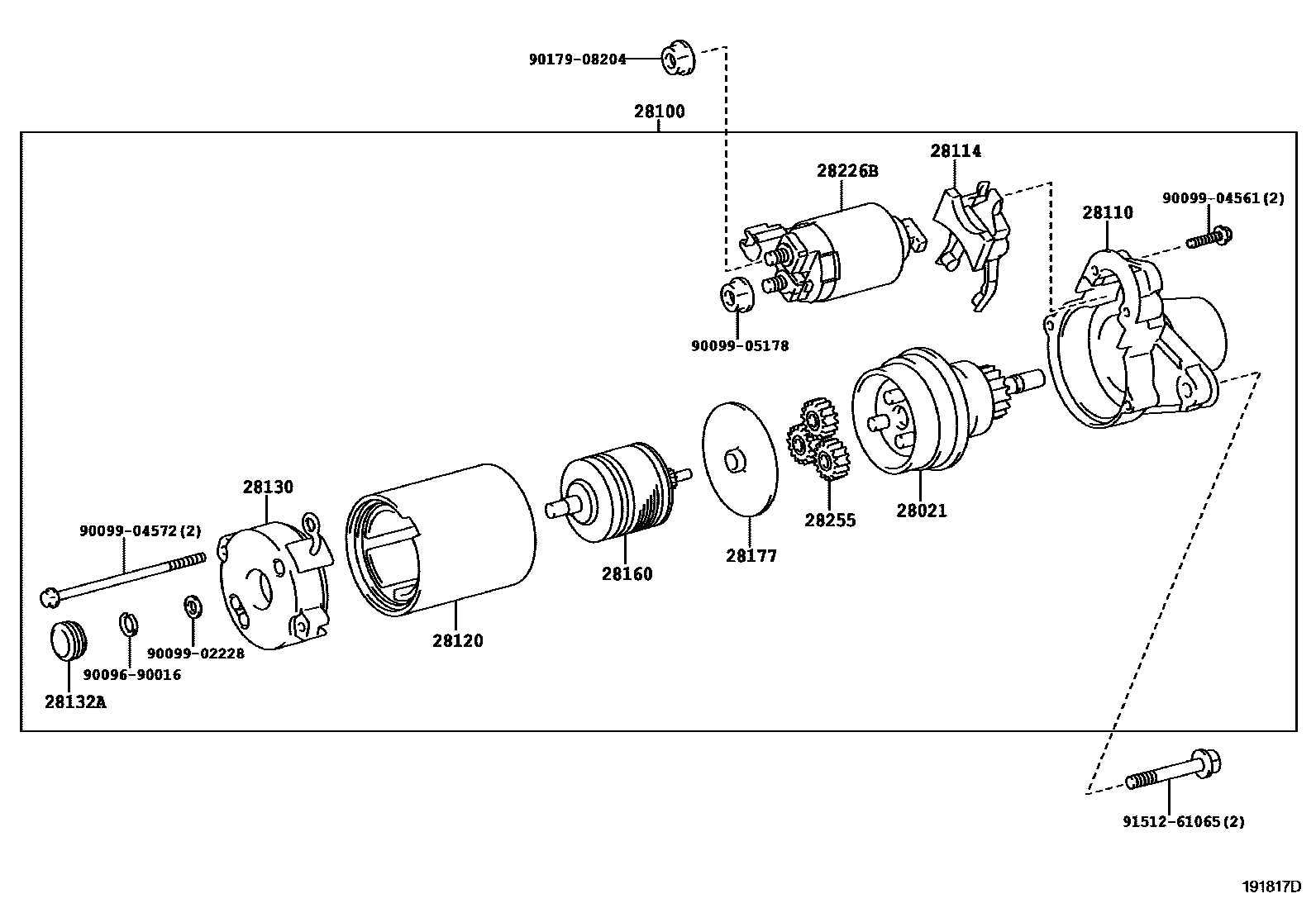 Toyota HILUX 起动机 EPC diagram — 191817D