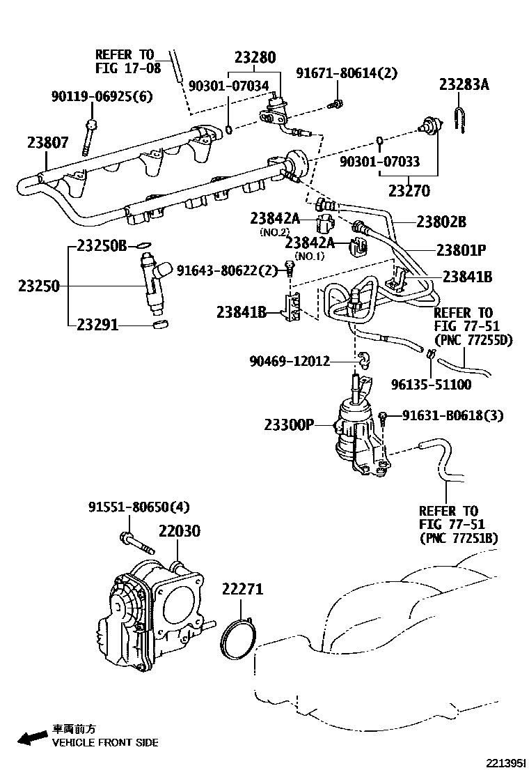 Toyota HILUX 燃油喷射系统 EPC diagram — 221395I
