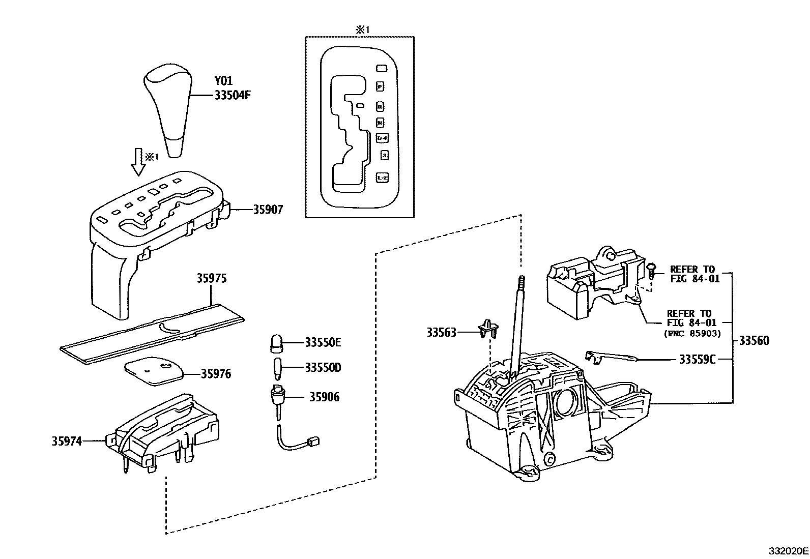 Toyota HILUX Shift Lever & Retainer EPC diagram — 332020E