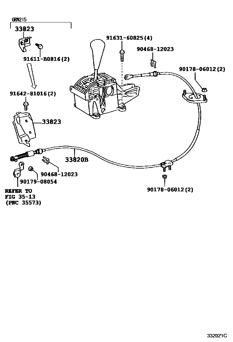 Toyota HILUX Shift Lever & Retainer EPC diagram — 332021C