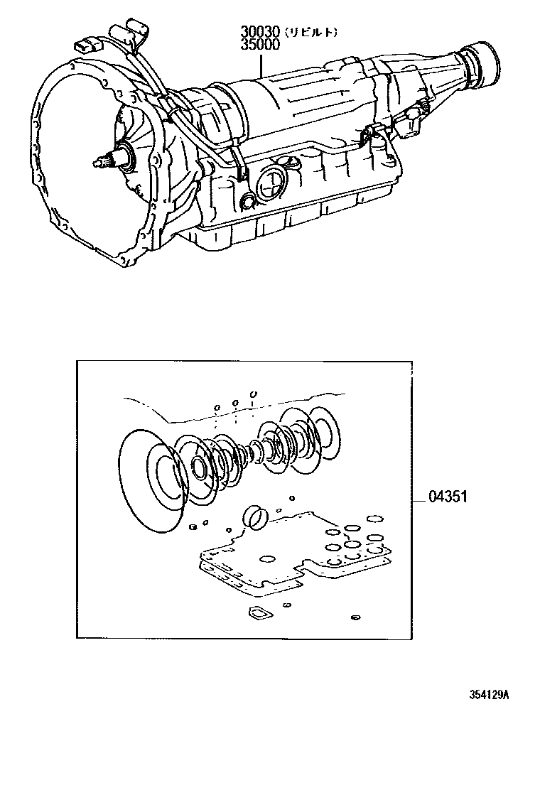 Toyota HILUX 传动桥或变速器总成和衬垫组件(ATM) EPC diagram — 354129A