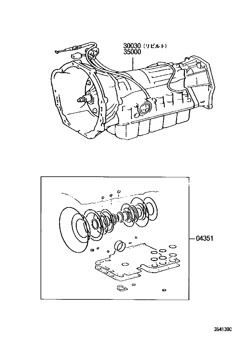 Toyota HILUX 传动桥或变速器总成和衬垫组件(ATM) EPC diagram — 354130C