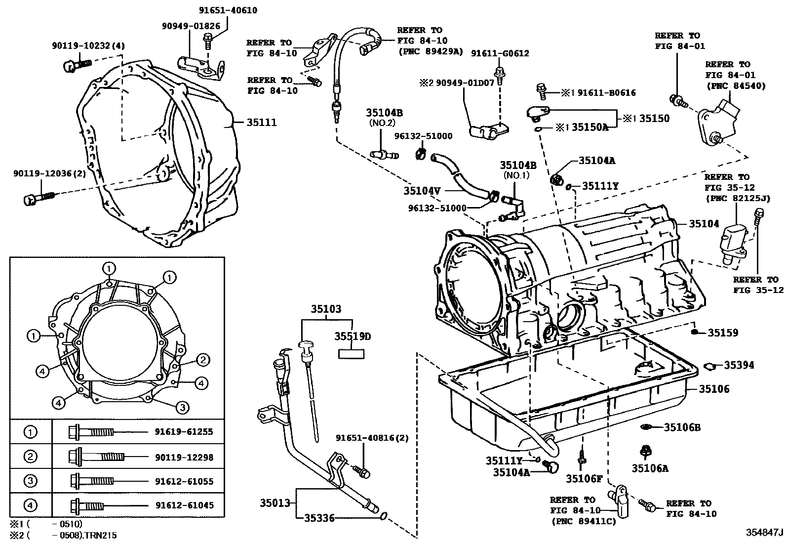 Toyota HILUX 变速器壳和油底壳(ATM) EPC diagram — 354847J