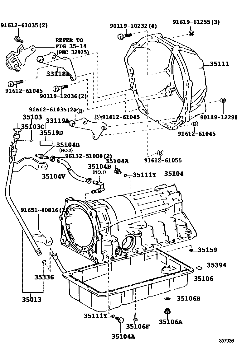 Toyota HILUX 变速器壳和油底壳(ATM) EPC diagram — 357936