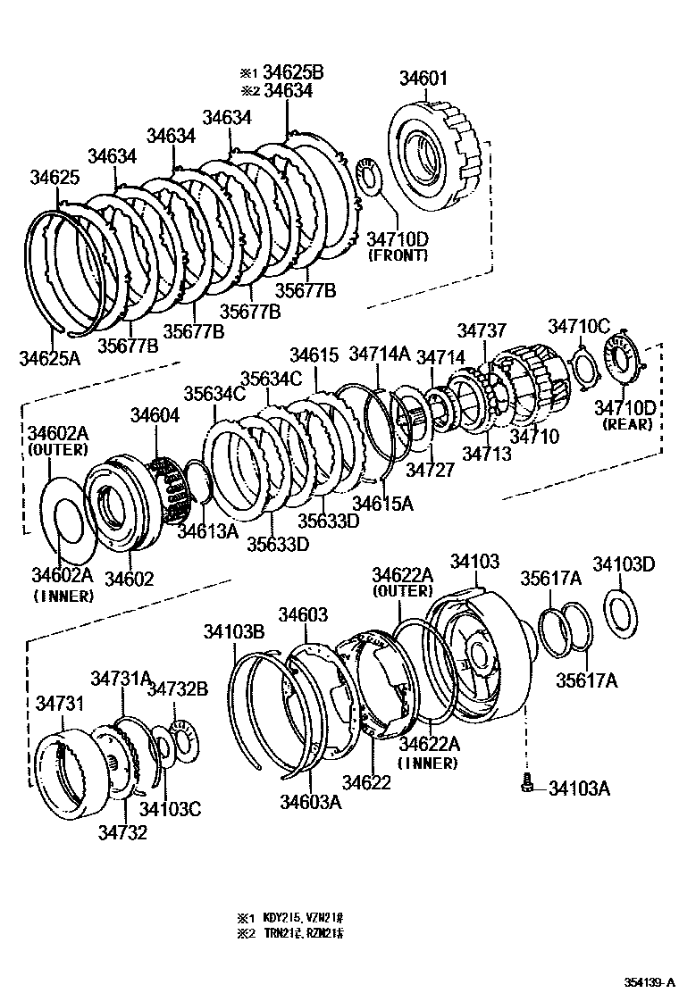 Toyota HILUX 超速档齿轮(ATM) EPC diagram — 354139A