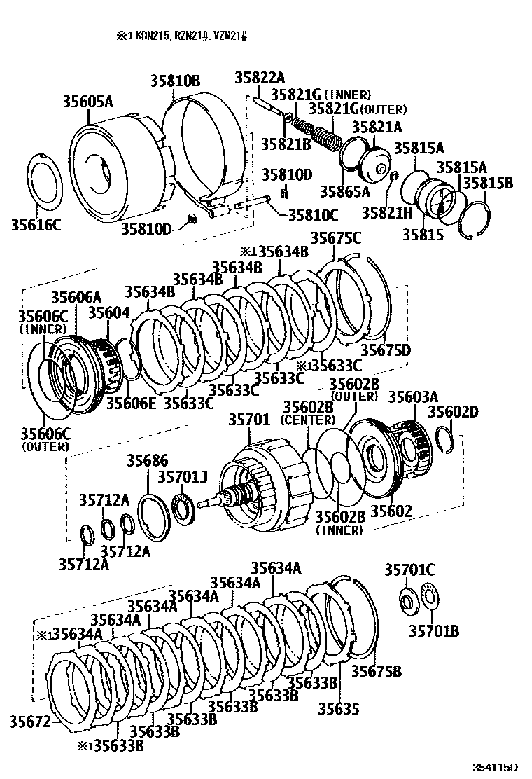Toyota HILUX 制动带和多片式离合器(ATM) EPC diagram — 354115D