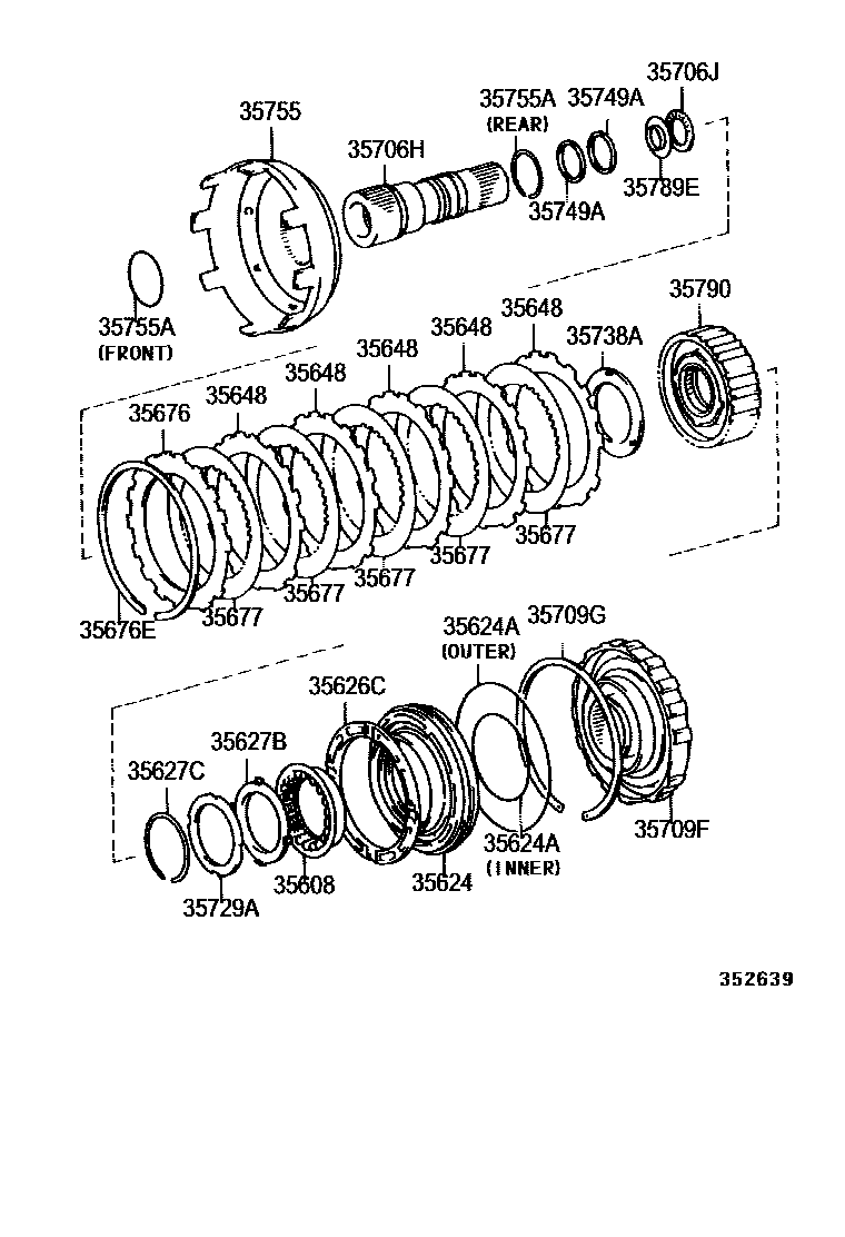 Toyota HILUX 中央支架和行星太阳齿轮(ATM) EPC diagram — 352639