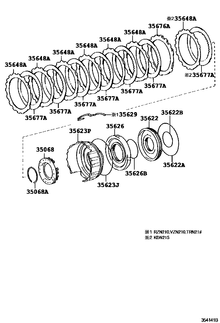 Toyota HILUX 3号制动器、一档和倒档制动器(ATM) EPC diagram — 354141B