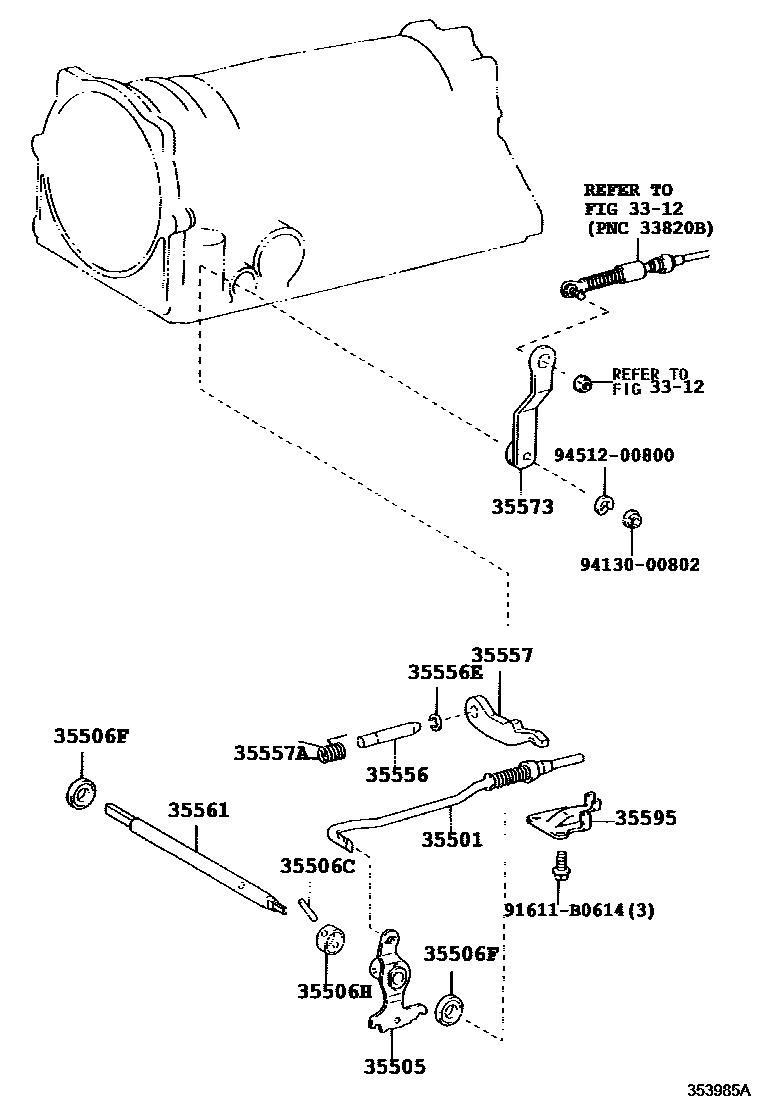 Toyota HILUX 节气阀连杆和阀杆(ATM) EPC diagram — 353985A
