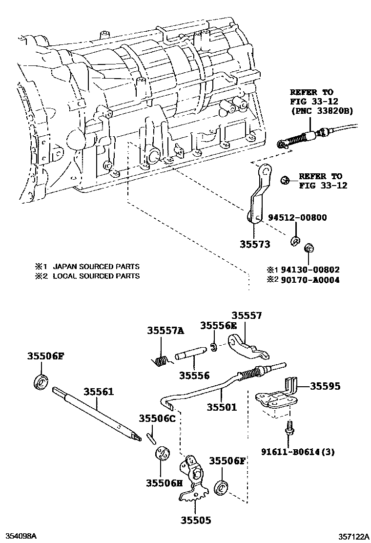 Toyota HILUX 节气阀连杆和阀杆(ATM) EPC diagram — 357122A