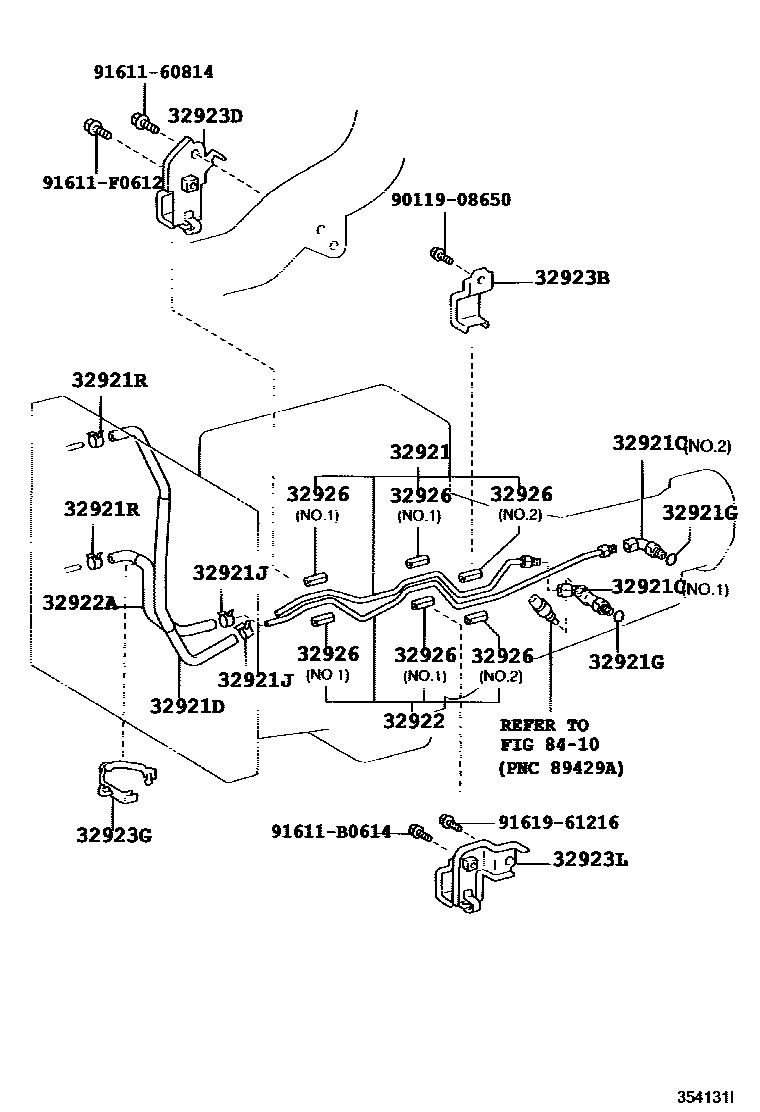 Toyota HILUX 变速器油冷却器和配管(ATM) EPC diagram — 354131I
