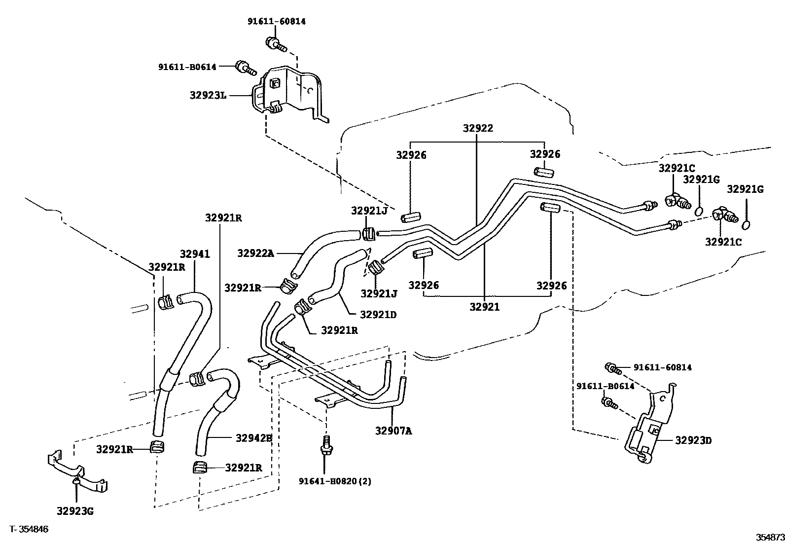 Toyota HILUX 变速器油冷却器和配管(ATM) EPC diagram — 354873A