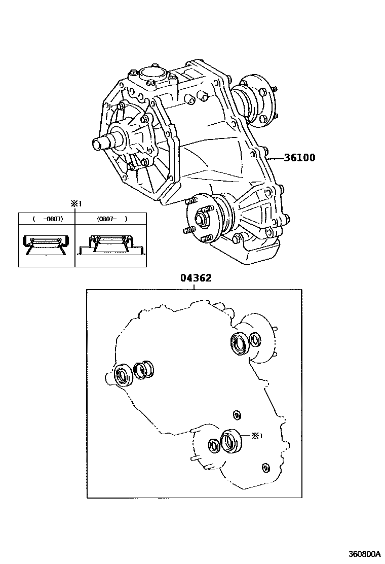 Toyota HILUX Transfer Assembly & Gasket Kit EPC diagram — 360800A