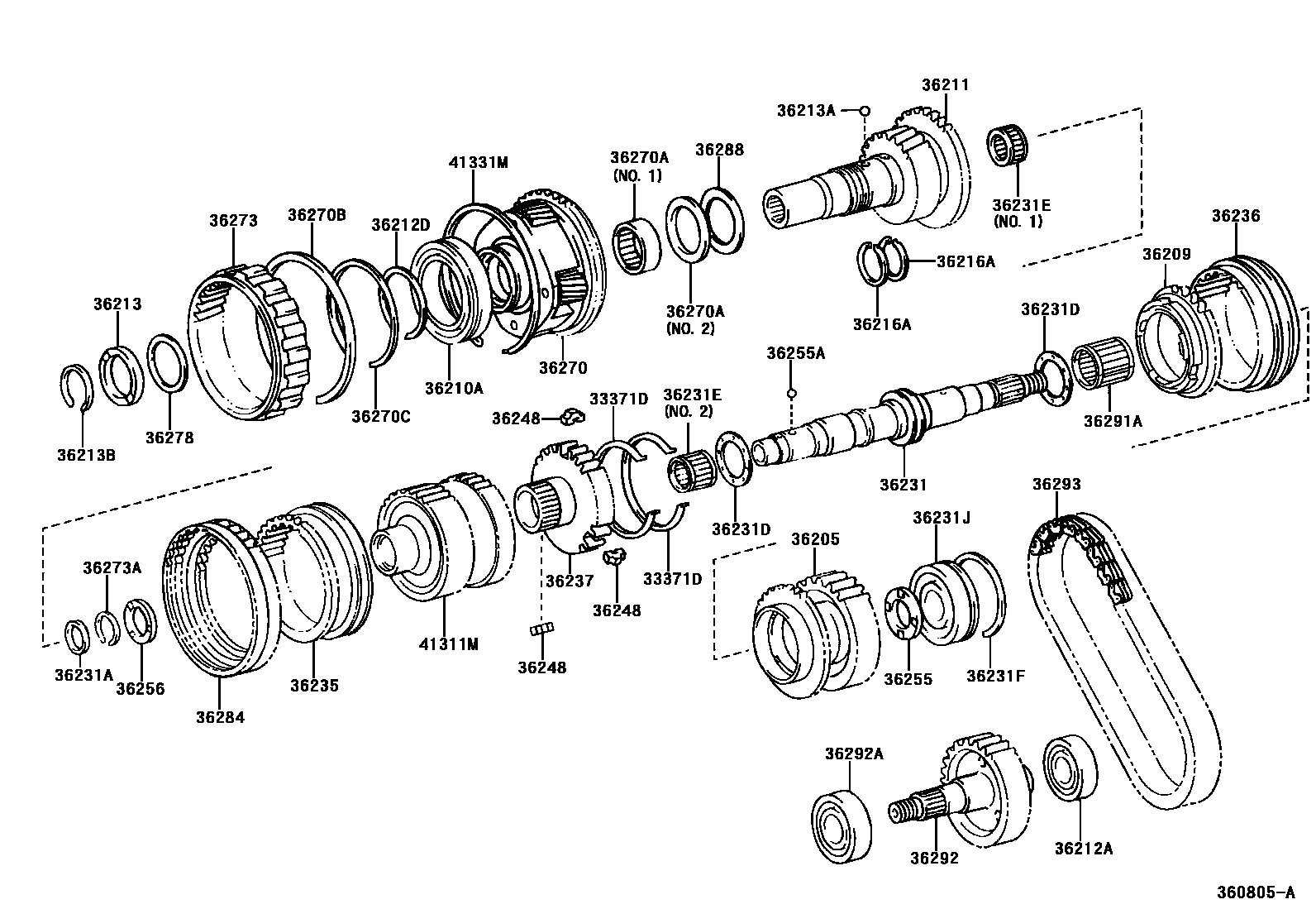 Toyota HILUX Transfer Gear EPC diagram — 360805A